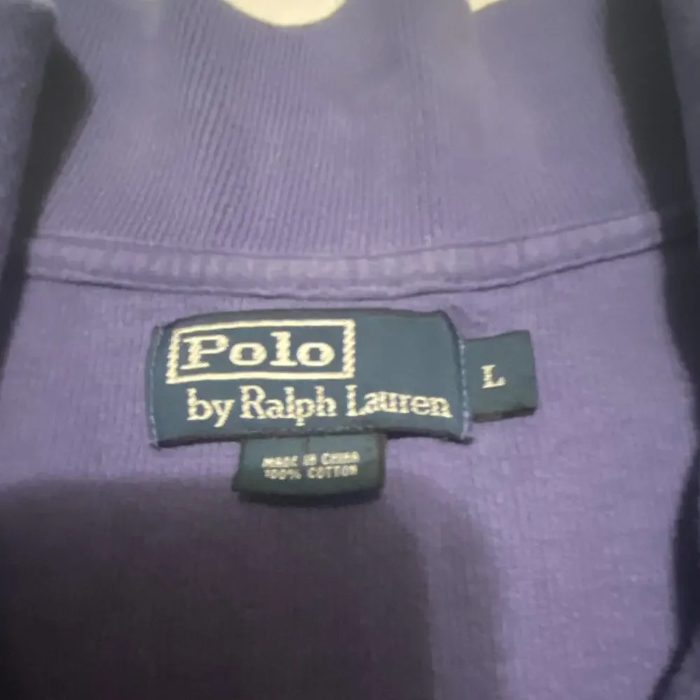 Polo by Ralph Lauren Mens L Purple 1/4 Zip Mock Neck Cotton Knit Logo Sweater